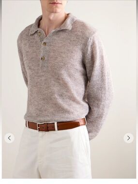 Anderson's Genuine Calf Leather Belt Brass Metal Buckle Men's 34 Italy Cognac